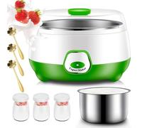 Yogurt Maker Machine, 800ml Automatic Yogurt Maker With 1 Stainless Steel Liner, 3pcs 100ml Glass Jars & 3pcs Spoons, Homemade Constant Temperature Rice Wine Fermentation Machine, For Cheese & Natto