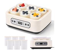 Yogurt Maker Machine with 6×250ml Jars, 1.5L Stainless Steel Digital Yoghurt Maker, Adjustable Temp 21-48°C & Timer 1-99H, Precision Fermenter for Home Greek Yoghurt, Natto, Compact & Easy Clean