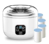 Yogurt Maker, Small Electric Yoghurt Making Machine, 1L Stainless Steel Inner Pot, 4 Ceramic Portion Cups, with Constant Temperature Control & Timer, Natto Maker Rice Wine Maker, for Home, Office