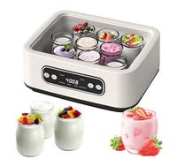 Yogurt Maker with 304 Stainless Steel Inner Pot, Yogurt Maker Machine with PTC Function and Timer, Electric Yogurt Machine for Homemade Yogurt, Natto, Rice Wine & Fermentation, with 9 Portable Jars