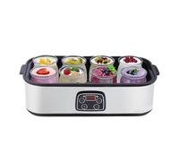 Yogurt Maker with 8 Pcs Glass Jars, 1400ml Electric Yoghurt, Stainless Steel Machine with LED Display & Timer, Timer for Homemade Yogurt/Natto/Rice Wine/Fermentation
