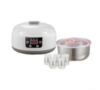 Yogurt Maker with Adjustable Temp and Timer, Includes Five Glass Jars, Transparent Observation Lid, Suitable for Various Homemade Fermented Foods (European regulations)
