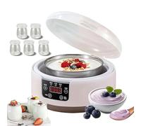 Yogurt Maker with Adjustable Time & Temp Control, Electric Probiotic Machine with 5 Glass Jars, 1.2L Stainless Steel Inner for Home Yogurt, Natto, Rice Wine