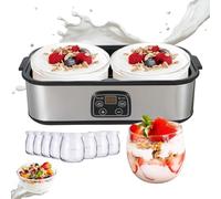 Yogurt Maker with Digital Timer & Temperature Control - 2L Automatic Machine for Homemade Probiotic Yogurt, Natto & Fermented Foods with 8 Glass Jars