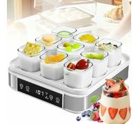 Yogurt Maker with LCD Display, 9 Jar Fermentation Machine, Adjustable Temperature & Time Control, 360° Visible Design for Rice Wine and Natto