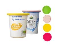 Yogurt Pot Lids,4 Pcs Reusable Silicone Stretch Lids Designed to fit Standard Yoghurt and Cream pots