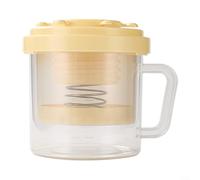 Yogurt Strainer with Lid for Creamy Greek Yogurt and Cheese Making, Fine Mesh Whey Separator, Pressure Filtration System, Com(Yellow)
