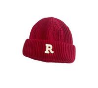 YOHA Baby Boys Beanie Hat Letter Embroidery Toddler Girls Beanie Winter Warm Cotton Hats for 0-3 Years Old Toddler Kids,R-Red