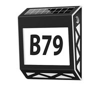YOHAYO Solar House Number 8 LED Solar House Number with Twilight Switch White Stainless Steel IP54 Waterproof Outdoor with Numbers 0-9 and Letters A-E (Black)