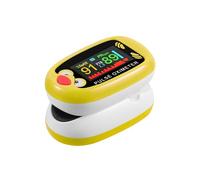 Yohcuro Paediatric Oximeter for Infants & Kids, Fingertip Pulse Oximeter for Small Fingers, Blood Oxygen Saturation, Pulse Rate Monitor, Cute Cartoon Design, USB-C Charging (Yellow)