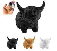 YOHFRFGX Cow Ring Holder, 3D Highland Cow Ring Holder, Cute Highland Cow Ring Holder, Cow Ring Holder Trinket Tray and Jewelry Holders Office Decor for Women and Men (Black)