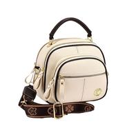 YOHFRFGX Gpmsign Leather Bag, Multifunctional Compartment Adjustable Wide Shoulder Strap Leather Bag (Beige)