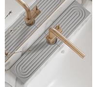 YOHFRFGX Stone Faucet Mat for Kitchen Sink, Instant Drying Stone, Stone Faucet Mat, Fast Drying Stone Sink Tray, Stone Drying Mat for Kitchen Counter, Kitchen Sink Splash Guard (Gray,23.6 * 3.93inch)