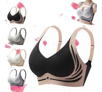 YOHFRFGX Super Gather Bra|Wireless Push-Up Bra, Comfortable Gather Bra, Lift Bra Women, Soft Comfortable Gather Bra (Black,L)