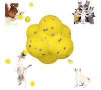 YOHFRFGX The Mellow Dog Calming Ball, Mellow Dog Calming Ball, Chewer Calming Ball Dog Toys, Durable Dog Chew Balls for Aggressive Chewers for Any Size Dog (Molecular ball,Yellow)