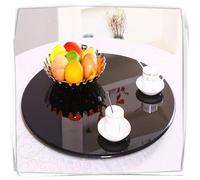YOHIEE Glass Turntable Lazy Susan Black Rotating Serving Tray for Dining Table, 24" 28" Large Serving Plate Easy to Share Food, 360° Silent & Smooth Spin(60cm/24inch)