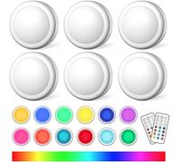 Yohiioyo LED Puck Lights, 16-Colour Under Cabinet Light with 2 Remotes