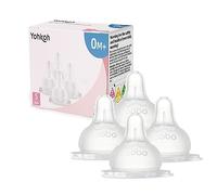 YOHKOH Silicone Nipple with Automatic Flow Lock, 100% Natural Feel, BPA-Free (0m+, S, 4 Counts)