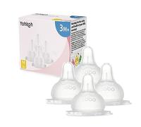 YOHKOH Silicone Nipple with Automatic Flow Lock, 100% Natural Feel, BPA-Free (3m+, M, 4 Counts)