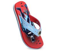 YOHO Batman 005 Flip-Flops for Kids | Official Warner Bros. Design | Super Comfy EVA Sole | Durable Strap | Bold Character Print | Lightweight & Slip-On, Coral Red, 1 Uk