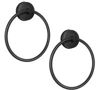 YOHOM Bathroom Towel Holder Suction Hand Towel Ring Stainless Steel Vacuum Towel Hanger Bath Wall Towel Rack Wall Mounted Kitchen No Drill Matte Black 2pcs