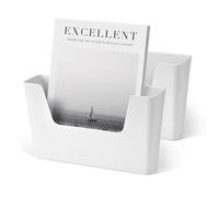 YOHOM No Drilling File Holder Wall Mails Magazines Organizer Adhesive Door Mount, Single Pocket (White, 2 PCS)