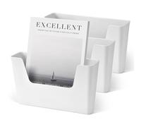 YOHOM Office Adhesive Mount Document Holder Racks Small Storage Holder for Wall Door Hanging Mails Bills Organizer Plastic (White, 3 pcs)