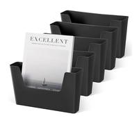 YOHOM Office Adhesive Mount Document Holder Racks Small Storage Holder for Wall Door Hanging Mails Bills Organizer Plastic (Black 5)