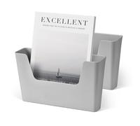 YOHOM Office Adhesive Mount Document Holder Racks Small Storage Holder for Wall Door Hanging Mails Bills Organizer Plastic (Gray, 2 pcs)