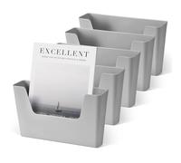 YOHOM Office Adhesive Mount Document Holder Racks Small Storage Holder for Wall Door Hanging Mails Bills Organizer Plastic (Gray, 5 pcs)