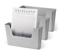 YOHOM Office Adhesive Mount Document Holder Racks Small Storage Holder for Wall Door Hanging Mails Bills Organizer Plastic (Gray, 3 pcs)