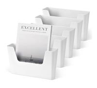 YOHOM Office Adhesive Mount Document Holder Racks Small Storage Holder for Wall Door Hanging Mails Bills Organizer Plastic (White, 5 pcs)