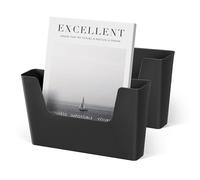 YOHOM Office Adhesive Mount Document Holder Racks Small Storage Holder for Wall Door Hanging Mails Bills Organizer Plastic (Black, 2 pcs)