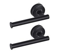 YOHOM Suction Cup Toilet Paper Holder No Drill Wall Mount Stainless Steel Tissue Roll Holder Strong Waterproof Bathroom Toilet Paper Holders,Matte Black, 2 PCS