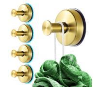 YOHOM Suction Hooks for Bathroom Vacuum Suction Cup Towel Hook Holder for Shower Wreaths on Glass Stainless Steel Gold 4Pcs