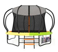 Yohood Outdoor Trampoline, 7.5ft/10ft/12ft Garden Trampoline with Safety Net & Ladder, with Additional 10 Stabilizer Bars and Anti-Rust Coated Galvanized Frame, Suitable for Toddlers and Adults(12ft)