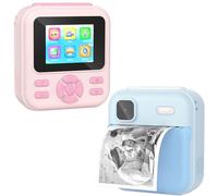 YOHOOLO Kids Camera Instant Print 2-Piece Set (Blue & Pink) - Ink-Free Thermal Camera with 32GB Card & Print Rolls