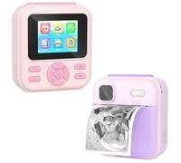 YOHOOLO Kids Camera Instant Print 2-Piece Set (Purper & Pink) - Ink-Free Thermal Camera with 32GB Card & Print Rolls