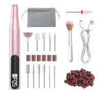 YOHOOLYO Cordless Electric Nail Drill, 13 in 1 Rechargeable Electric Nail File with LED Display, 20000RPM & 4 Adjustable Speeds for Acrylic & Gel Nails, Professional Manicureand & Pedicure,Pink