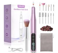 YOHOOLYO Cordless Electric Nail Drill, 13-in-1 Rechargeable Nail File Kit with LED Display, 4 Speeds for Acrylic Gel and Natural Nails, Ceramic Bits Manicure Pedicure Tool, Purple