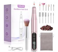 YOHOOLYO Cordless Electric Nail Drill, 13-in-1 Rechargeable Nail File Kit with LED Display, 4 Speeds for Acrylic Gel and Natural Nails, Ceramic Bits Manicure Pedicure Tool, Purple