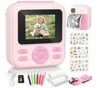 YOHOOLYO Kids Camera Instant Print, 2.4'' Digital Instant Camera for Kids with 32GB Card & 3 Rolls Paper, 1080P HD Video Digital Toys, Birthday Gifts for Boys & Girls Aged 3-12, Pink