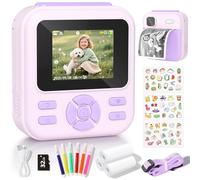 YOHOOLYO Kids Camera Instant Print, 2.4'' Digital Instant Camera for Kids with 32GB Card & 3 Rolls Paper, 1080P HD Video Digital Toys, Birthday Gifts for Boys & Girls Aged 3-12, Purple