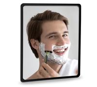 YoHumk Fog Free Shower Mirror (9 * 7 inch) 3M Adhesive Anti-Fog Bathroom Wall Mirror, Fogless Shower Makeup Mirror for Shaving, Shatterproof Glassless Child Safe Mirror (Rectangular Black Frame)