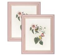 YoHyien 10x8 Vintage Photo Frames Set of 2, Distressed Shabby Chic Picture Frames with Mount for Wall Hanging, Landscape and Portrait Retro Postcard Frame for Desktop Display (Pink, 10 x 8 in)
