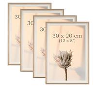 YoHyien 4 Pcs 12x8 Photo Frames, Desktop Free Standing Picture Frames 8x12, Landscape and Portrait Photo Frame with Mount for Wall (Wood Grain, 12 x 8 in)