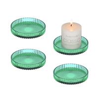 YoHyien 4 Pcs 3.5 in Glass Candle Plates for Pillar Candles, Round Pillar Candle Holders for Party Decoration, Wedding, Christmas, Spa & Table Centrepieces