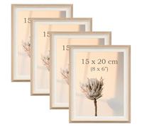 YoHyien 4 Pcs 8x6 Photo Frames, Desktop Free Standing Picture Frames 6x8, Landscape and Portrait Photo Frame with Mount for Wall (Wood Grain, 8 x 6 in)