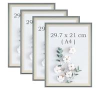 YoHyien 4 Pcs A4 Photo Frames, Desktop Free Standing Picture Frames 21x30 cm, Landscape and Portrait Photo Frame with Mount for Wall (Sage Green, 30 x 21 cm)