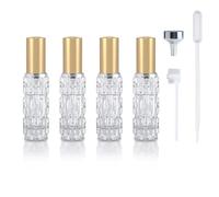 YoHyien 4 Pcs Travel Perfume Atomiser Refillable 10ml, Glass Perfume Travel Bottle, Portable Aftershave Atomiser Spray Bottle, Mini Fragrance Decanter for Handbag, Pocket, and Purse (Gold)